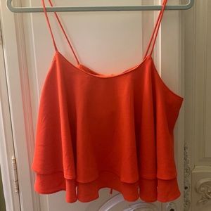 Free People Orange ruffle tank